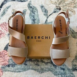 Beige Woven Strap Slingback Sandals